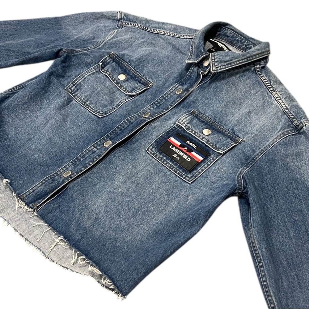 Karl Lagerfeld ombré cropped denim shirt